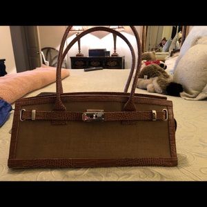 Stuart Weitzman brown canvas purse